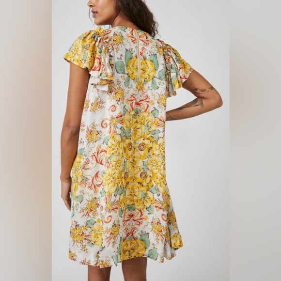 🔖 FREE PEOPLE
Yara Printed Flutter-Sleeve Floral Minidress Tea Combo OB1785306 - Picture 6 of 8